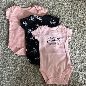 Pink and Black Baby Onesies Set of 3